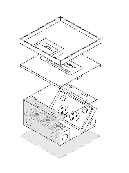 FFOB-149B/2P3D Floor Box 1x Standard GPO & 3x Data